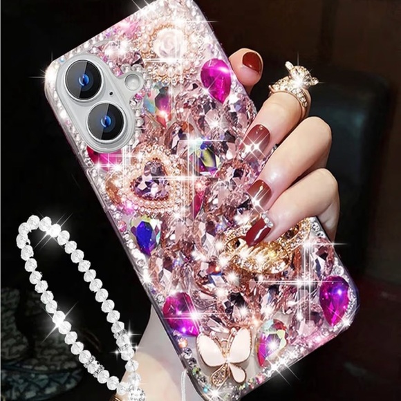 Juicy iPhone 16 Plus Glitter Bling Case, Cute Luxury 3D Sparkle Crown - Picture 8 of 8